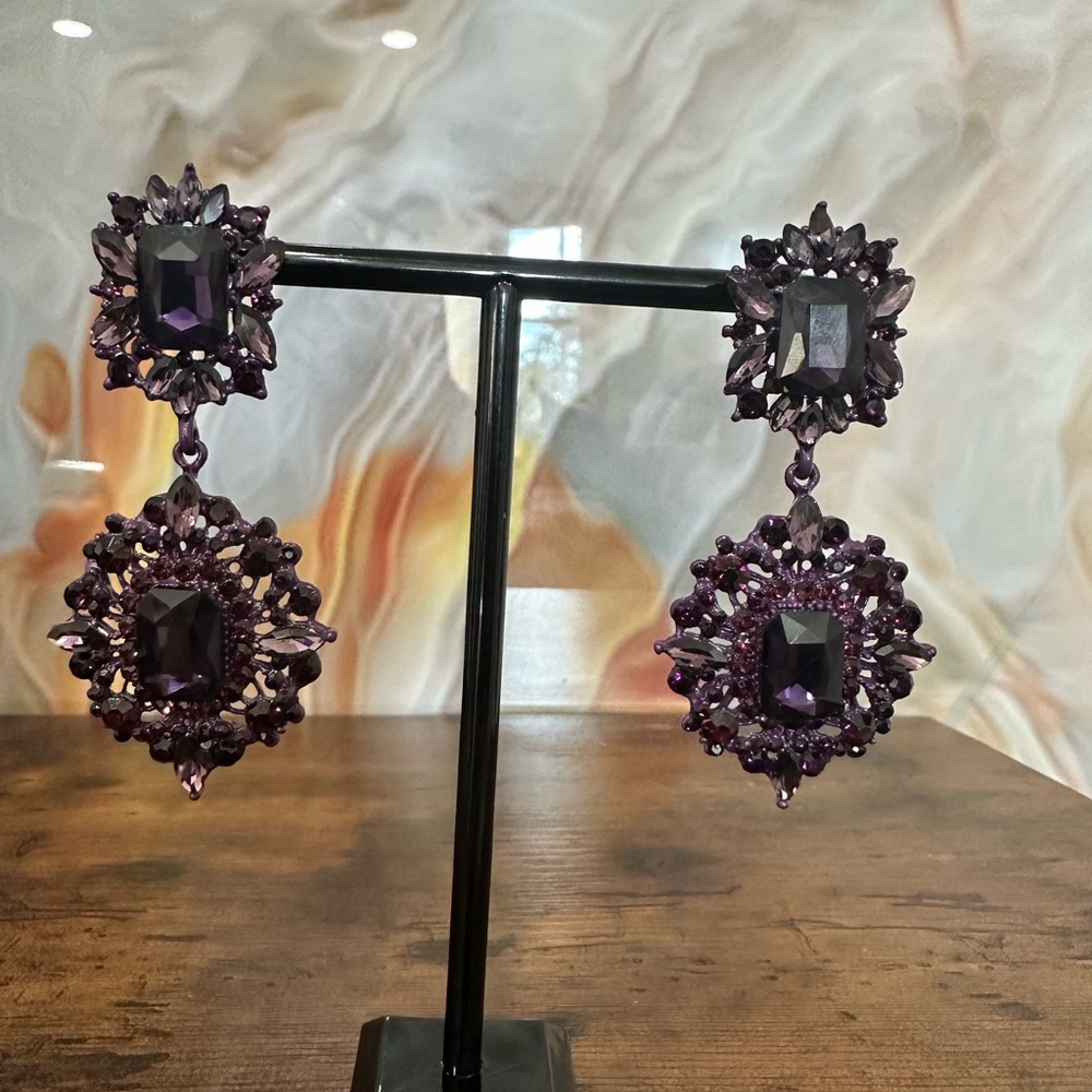Glamorous Amethyst Drop Earrings